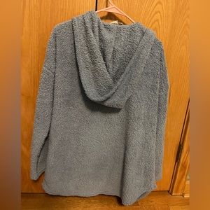 Fuzzy hooded cardigan jacket